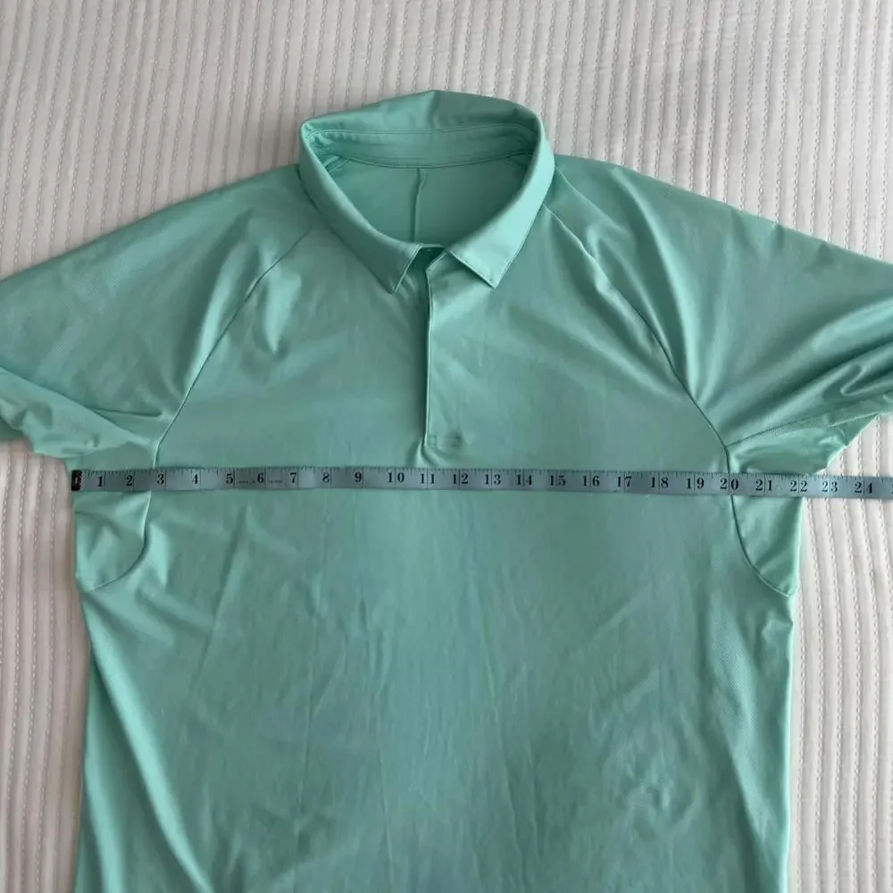 EUC Lululemon Men's Stretch Golf Polo Short Sleeve Wild Mint WLDM Size L $98 - Picture 3 of 6